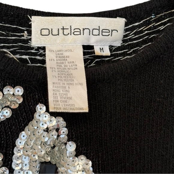 Vintage 80s Sequin Lambswool Leopard Cat Sweater Dress Size Medium Black Glam - Picture 7 of 8